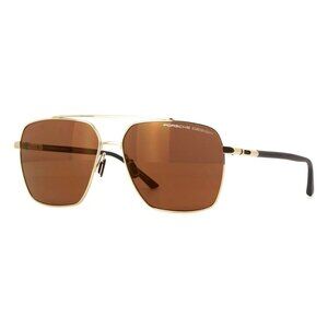 A0508Z New PORSCHE DESIGN Gold Polarised Square P8974 D Sunglasses Women